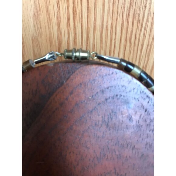 Vtg Heishi Necklace Shell Disc Shades Of Brown Discs With Various Other Gemstone - Picture 8 of 9